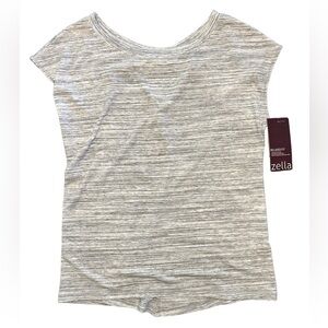 Zella casual sporty gray open back relaxed fit lightweight workout gym top NWT M